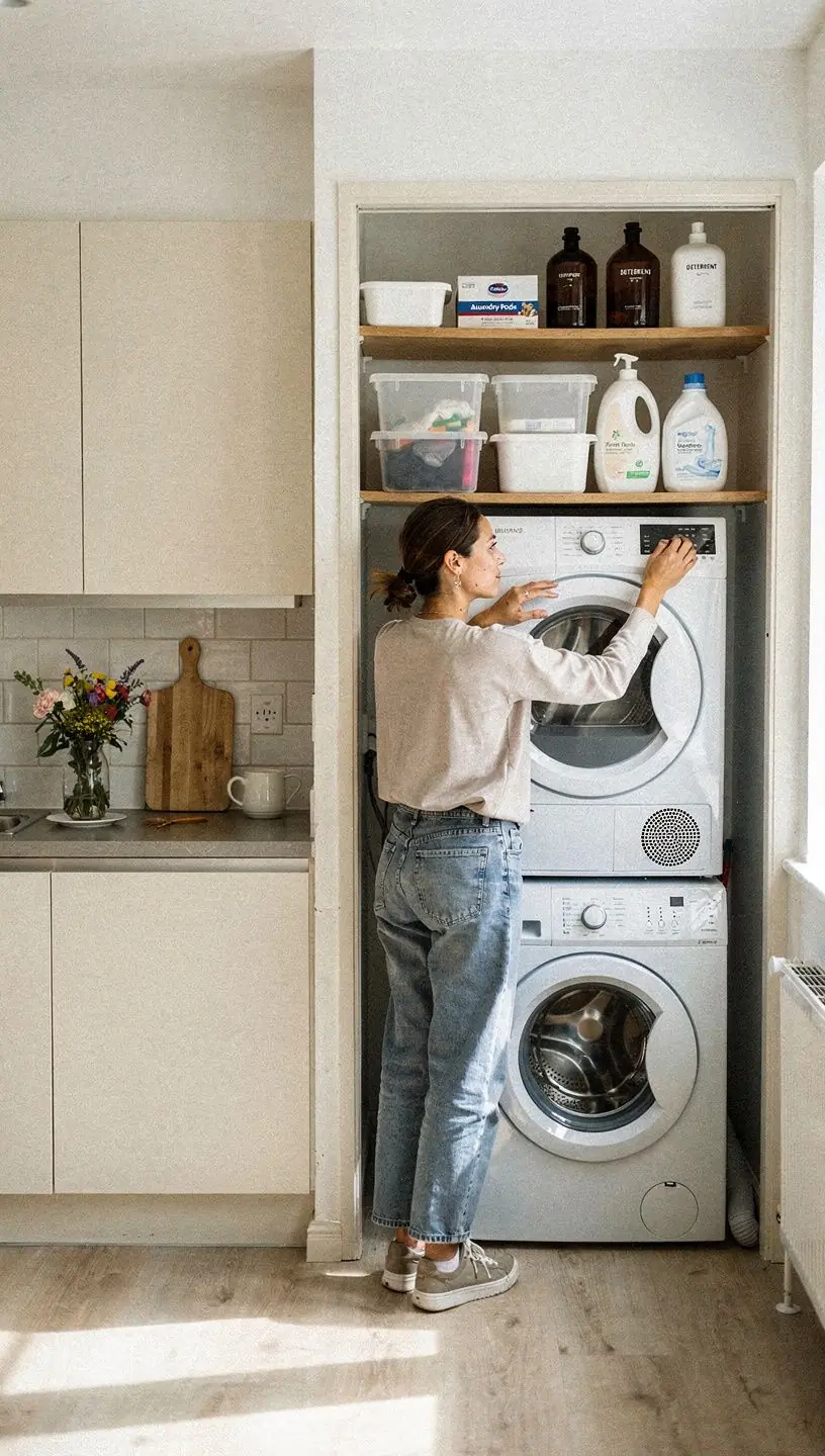 Przestronny balkon w małym mieszkaniu, urządzony z myślą o relaksie przy odpowiednim oświetleniu.
